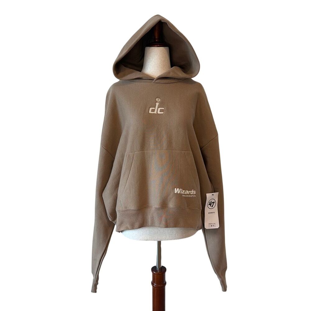NWT ’47 Brand Washington Wizards Portabella Cropped Hoodie, Tan, Women’s Large